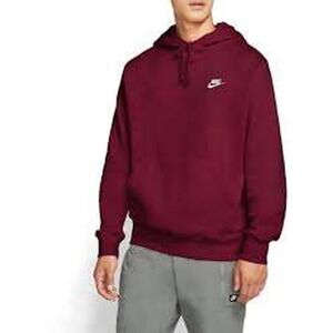 Nike Sweatshirt Mens XL Sportswear Club Fleece Hoodie Maroon Burgundy Pullover